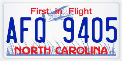 NC license plate AFQ9405
