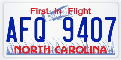 NC license plate AFQ9407