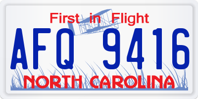 NC license plate AFQ9416