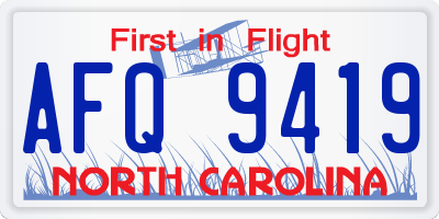NC license plate AFQ9419