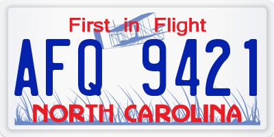 NC license plate AFQ9421