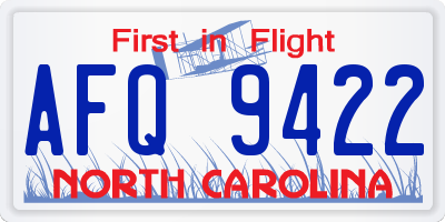 NC license plate AFQ9422