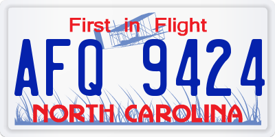 NC license plate AFQ9424