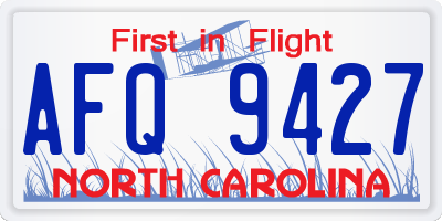 NC license plate AFQ9427
