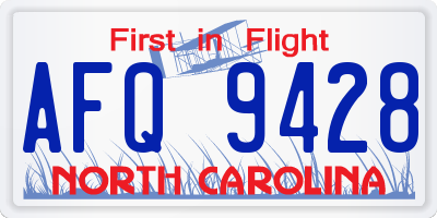 NC license plate AFQ9428