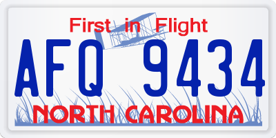 NC license plate AFQ9434