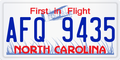 NC license plate AFQ9435