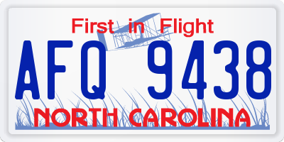 NC license plate AFQ9438