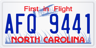 NC license plate AFQ9441