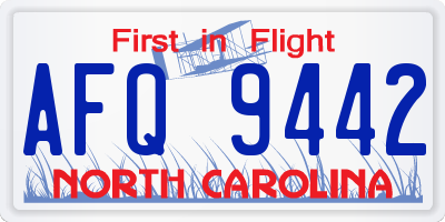 NC license plate AFQ9442