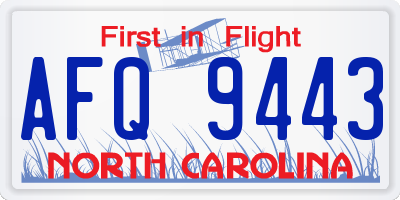 NC license plate AFQ9443