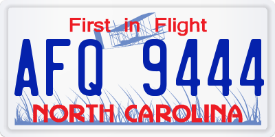 NC license plate AFQ9444