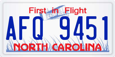 NC license plate AFQ9451