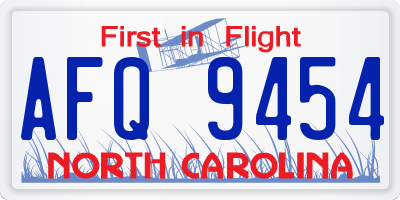 NC license plate AFQ9454
