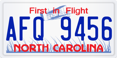 NC license plate AFQ9456