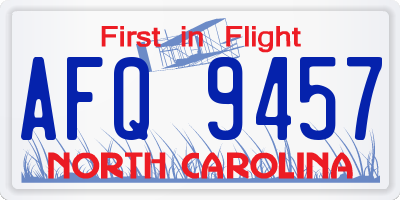NC license plate AFQ9457