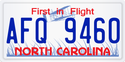 NC license plate AFQ9460