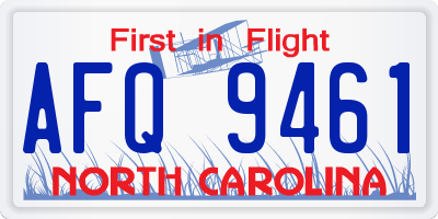 NC license plate AFQ9461
