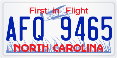 NC license plate AFQ9465