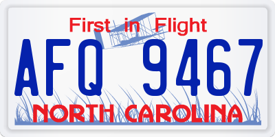 NC license plate AFQ9467
