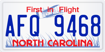 NC license plate AFQ9468
