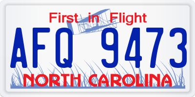 NC license plate AFQ9473