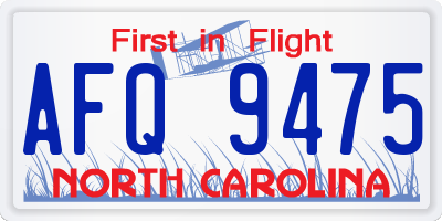NC license plate AFQ9475