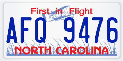 NC license plate AFQ9476