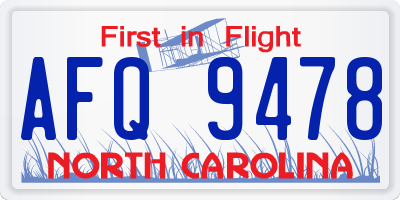 NC license plate AFQ9478