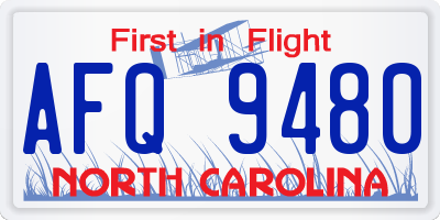 NC license plate AFQ9480