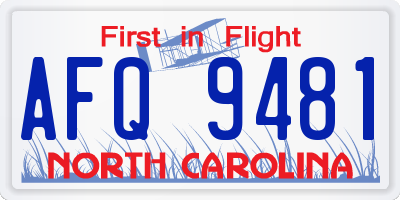 NC license plate AFQ9481