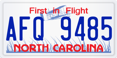 NC license plate AFQ9485