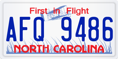 NC license plate AFQ9486