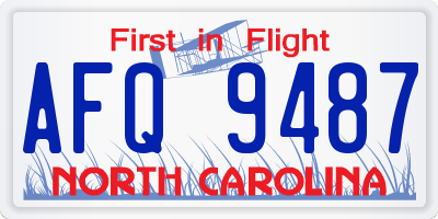 NC license plate AFQ9487