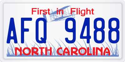 NC license plate AFQ9488