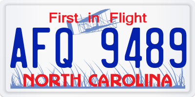 NC license plate AFQ9489