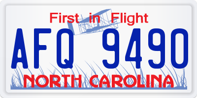 NC license plate AFQ9490