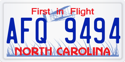 NC license plate AFQ9494