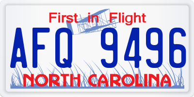 NC license plate AFQ9496