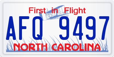 NC license plate AFQ9497