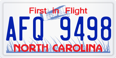 NC license plate AFQ9498