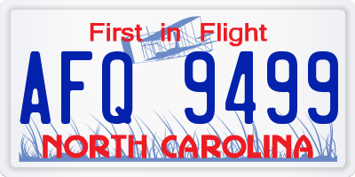 NC license plate AFQ9499