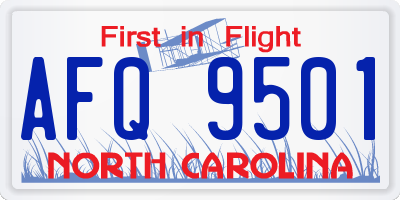 NC license plate AFQ9501