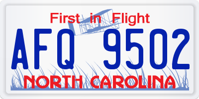 NC license plate AFQ9502
