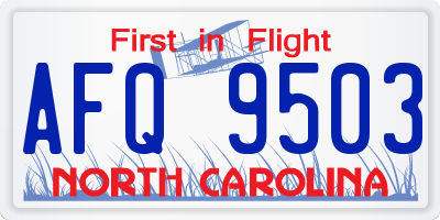 NC license plate AFQ9503