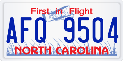 NC license plate AFQ9504