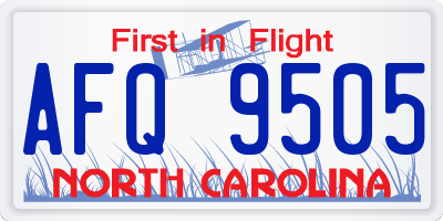 NC license plate AFQ9505