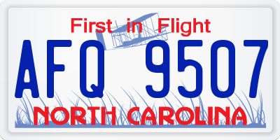 NC license plate AFQ9507
