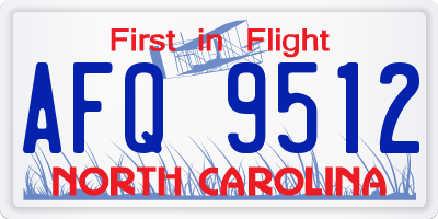 NC license plate AFQ9512