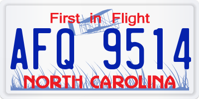 NC license plate AFQ9514